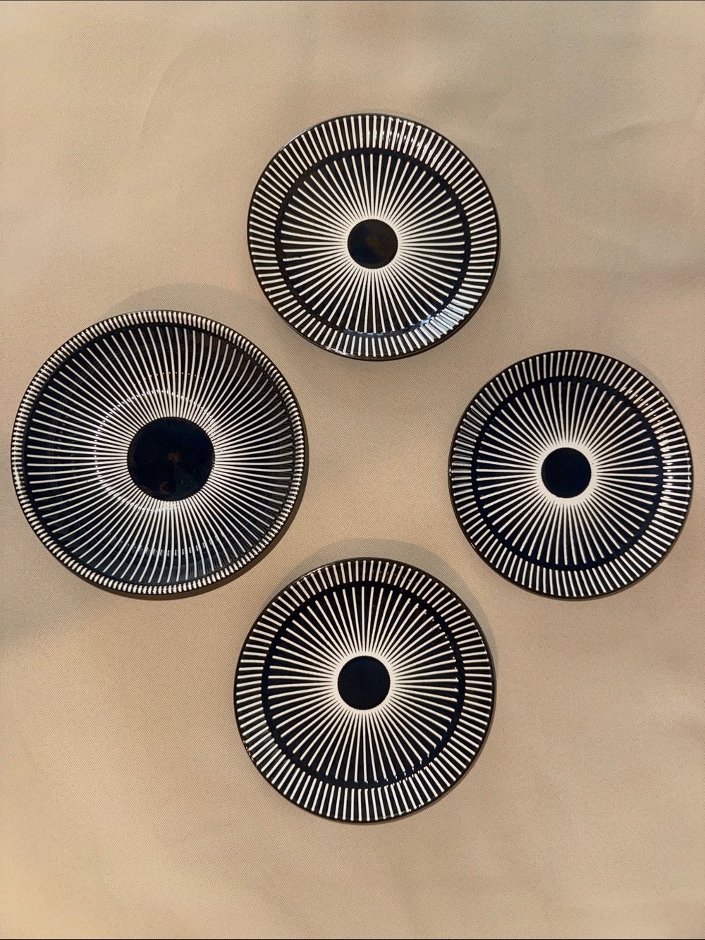 Creative Co-Op Stripe Saucer Plates - Set of 3 with One Matchimg Bowl